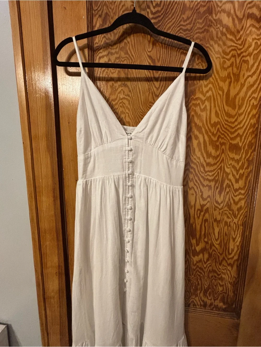 Abercrombie & Fitch White Button-Front V-Neck Maxi Dress